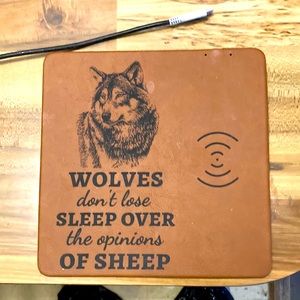 Leather I phone charger set it on and charge